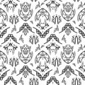 Vector seamless pattern from different drawn decorative elements, branches, nature Royalty Free Stock Photo